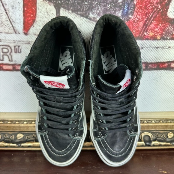 Vans Sk8-Hi Reissue 38 Leather Womens Sneakers Size 6 Black White High Tops - Picture 5 of 9